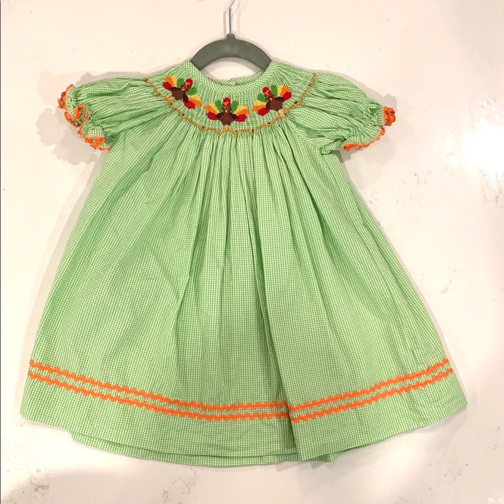 Smocked Thanksgiving turkey dress